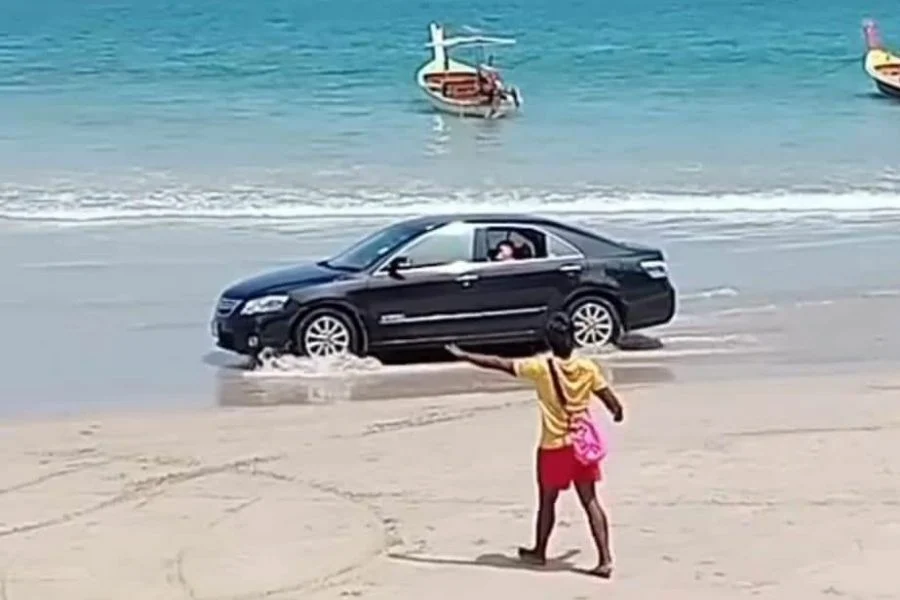 car on Kamala Beach in Phuket